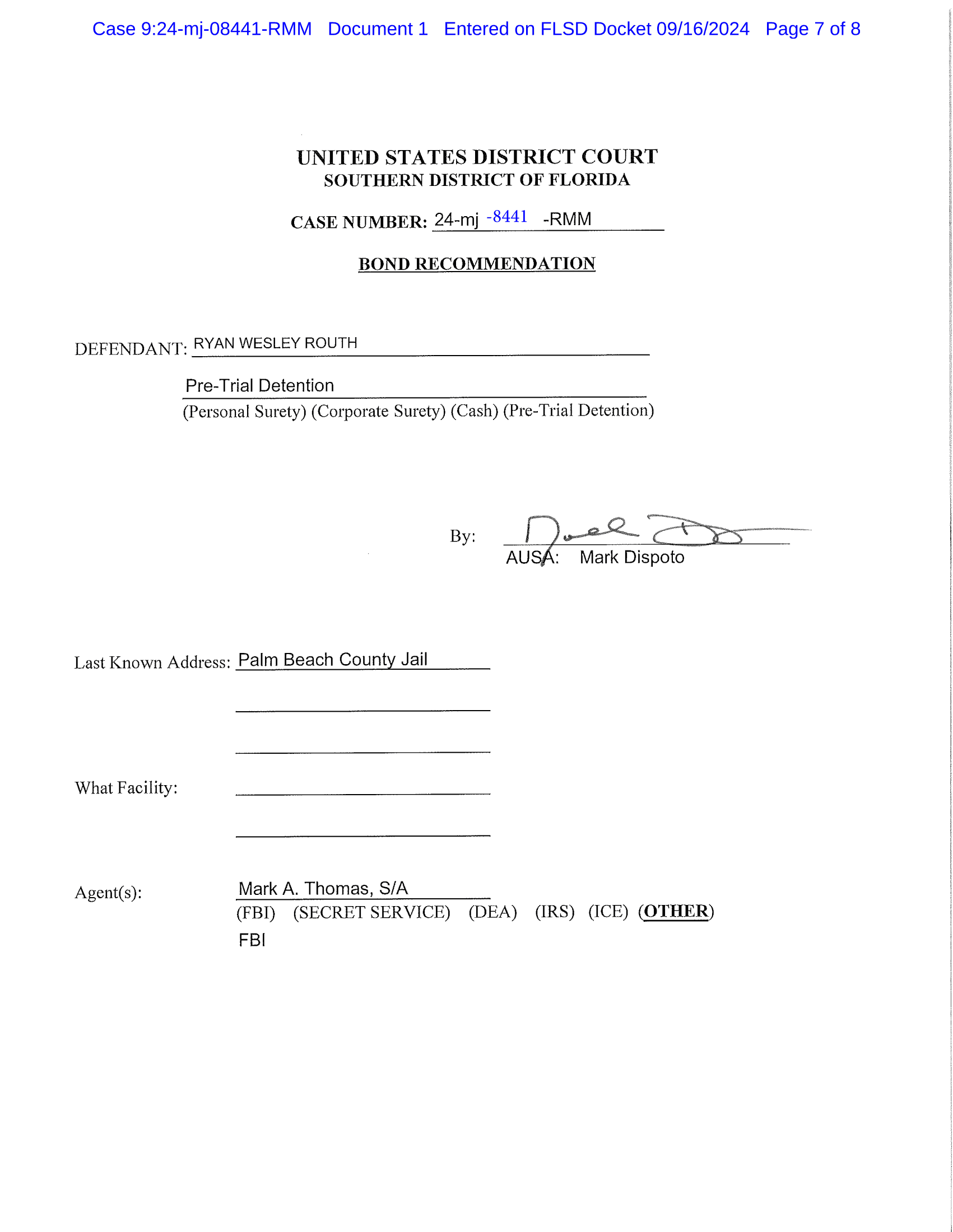 Ryan routh criminal complaint