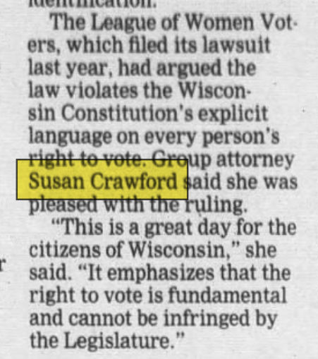 Susan crawford voter id